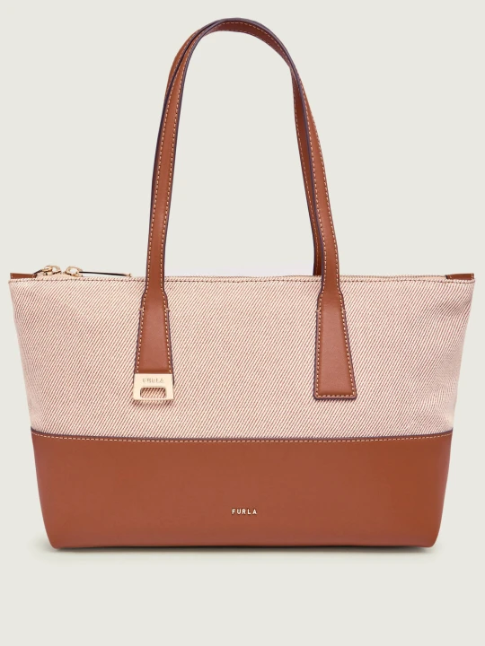 Zdjęcie produktu Furla Shopperka FURLA OLIVIA | z dodatkiem skóry beżowy