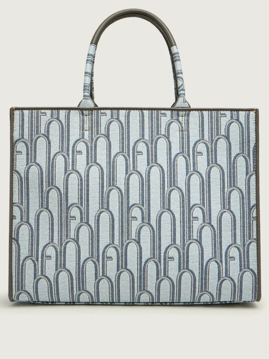Zdjęcie produktu Furla Shopperka FURLA OPPORTUNITY | z dodatkiem skóry błękitny