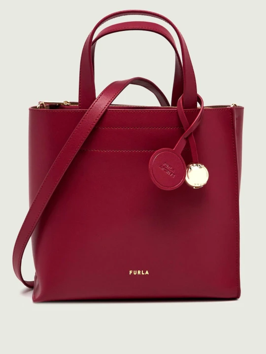 Zdjęcie produktu Furla Skórzana torebka na ramię Furla Divide It bordowy