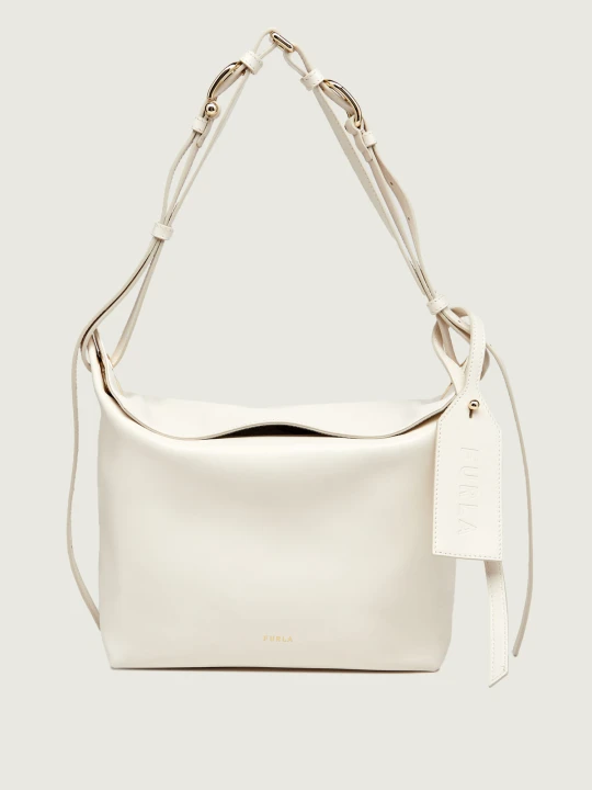 Zdjęcie produktu Furla Skórzana torebka na ramię Furla Ginevra M ecru