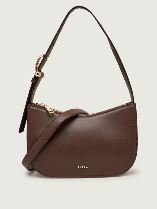 Zdjęcie produktu Furla Skórzana torebka na ramię Furla Sara | zamsz brązowy