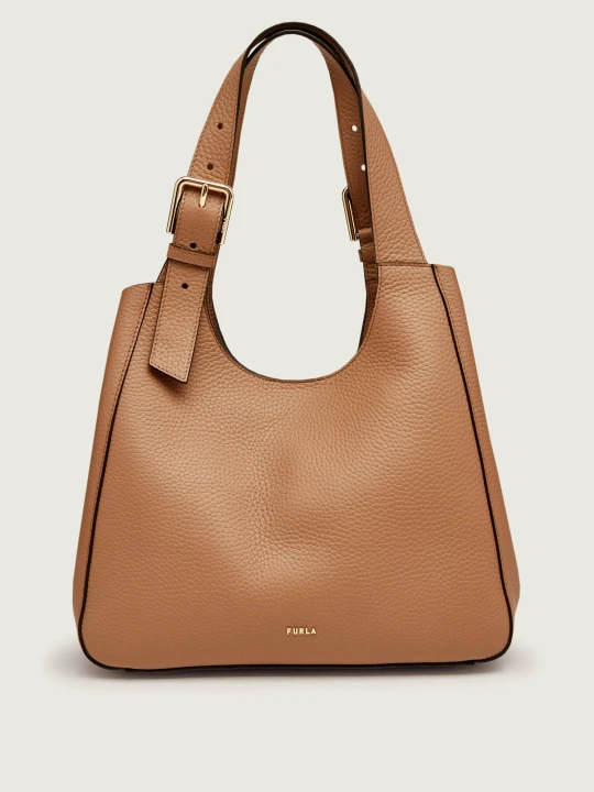 Zdjęcie produktu Furla Skórzane hobo Furla Dora beżowy