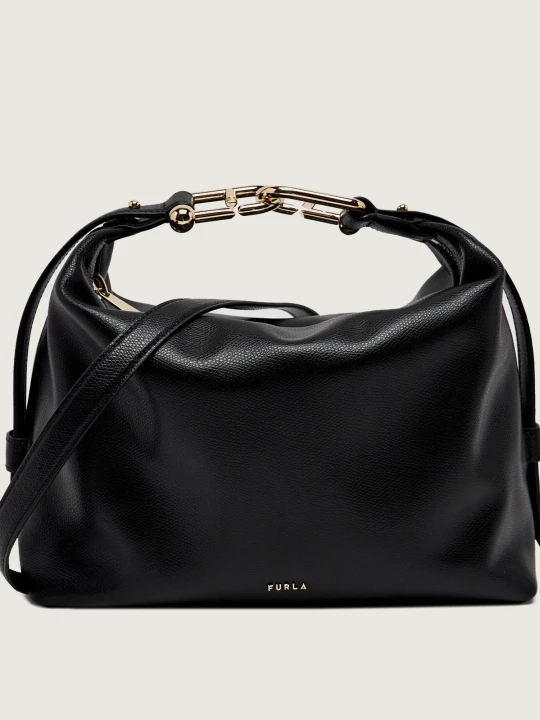 Zdjęcie produktu Furla Skórzane hobo FURLA TONIE czarny