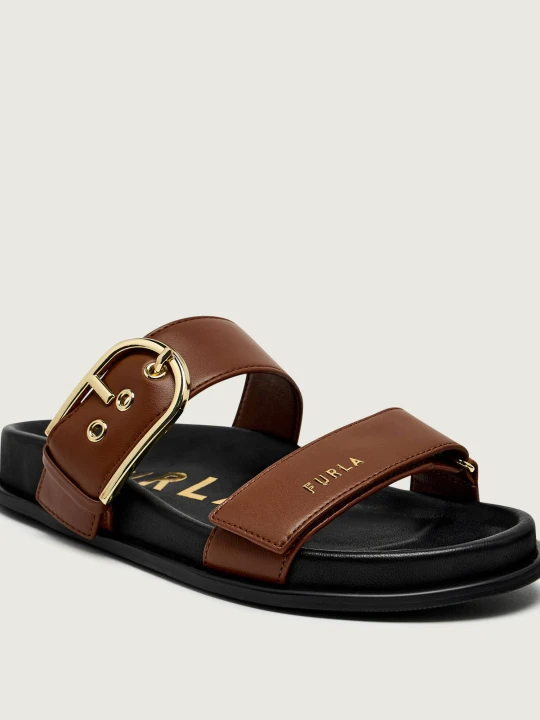 Zdjęcie produktu Furla Skórzane klapki FURLA SOLEA brązowy