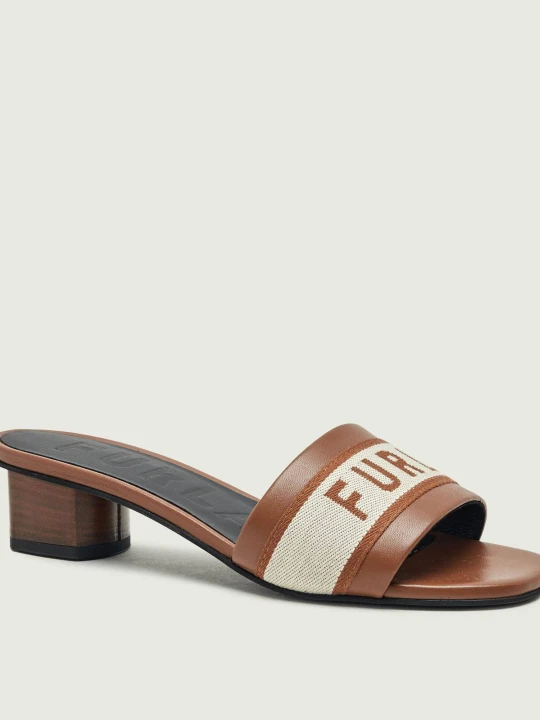 Zdjęcie produktu Furla Skórzane klapki na słupku FURLA CILINDRO brązowy