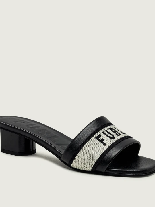 Zdjęcie produktu Furla Skórzane klapki na słupku FURLA CILINDRO czarny