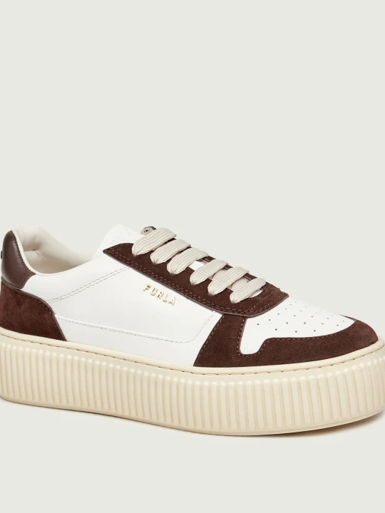 Zdjęcie produktu Furla Skórzane sneakersy Furla Sky | zamsz brązowy
