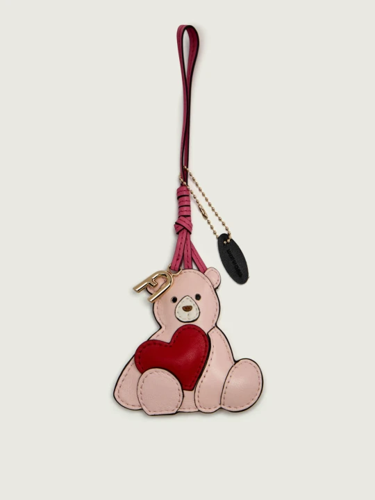 Zdjęcie produktu Furla Skórzany brelok FURLA ALLEGRA PUFFY BEAR pudrowy róż