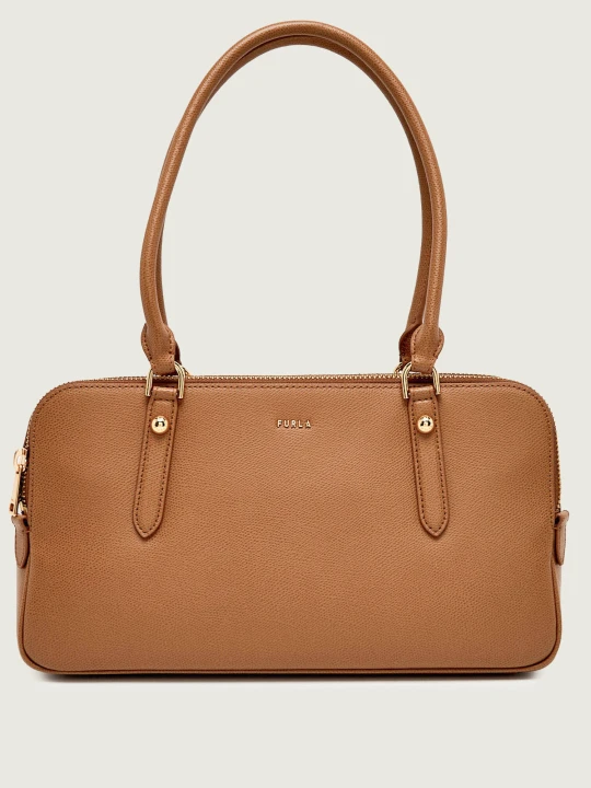 Zdjęcie produktu Furla Skórzany kuferek FURLA GIULIA koniakowy