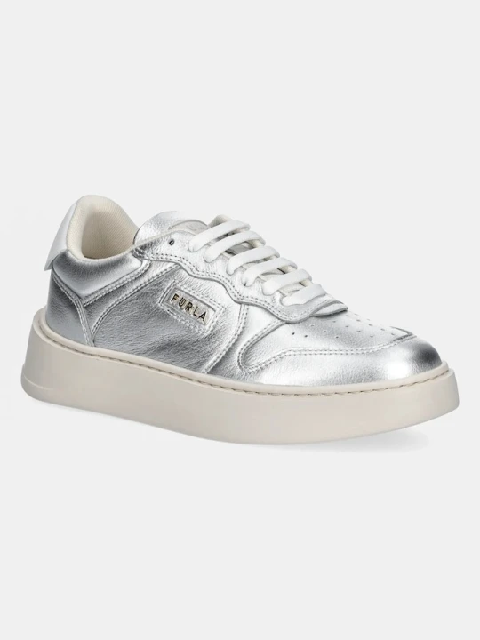 Zdjęcie produktu Furla sneakersy skórzane Sport Lace-Up Sneaker srebrny