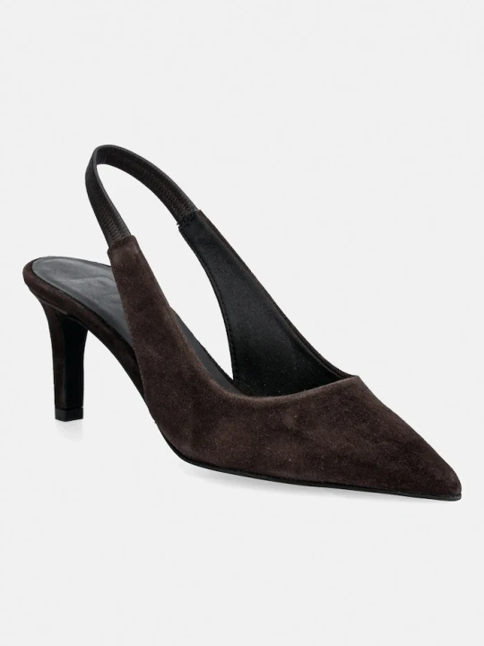 Zdjęcie produktu Furla szpilki zamszowe Essential Slingback brązowy