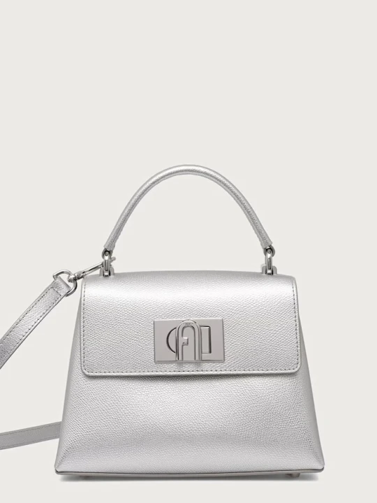 Zdjęcie produktu Furla torebka crossbody damska skórzana 1927 Mini Top Handle srebrny