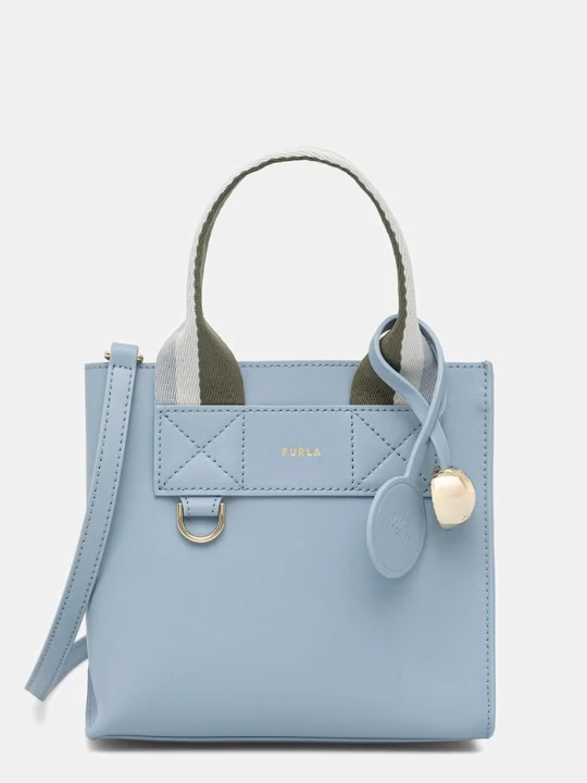 Zdjęcie produktu Furla torebka crossbody damska skórzana Divide It Mini Tote niebieski