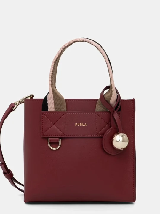 Zdjęcie produktu Furla torebka crossbody damska skórzana Divide It Mini Tote bordowy