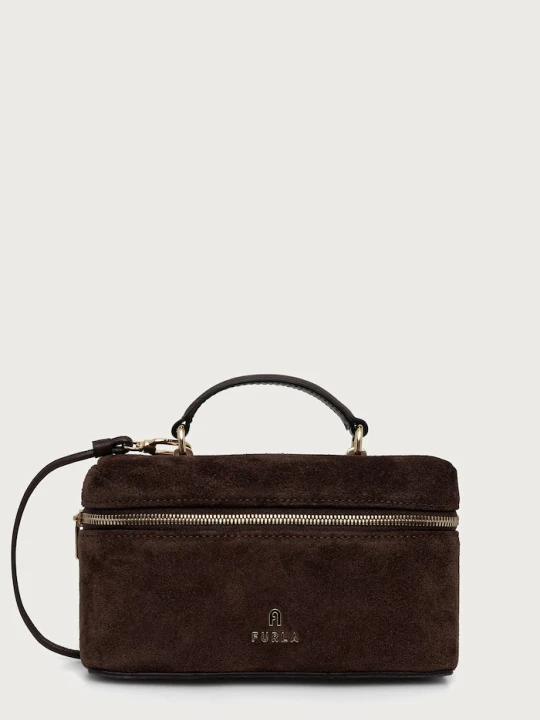 Zdjęcie produktu Furla torebka crossbody damska zamszowa Camelia Micro brązowy