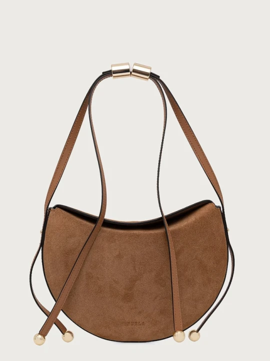 Zdjęcie produktu Furla torebka crossbody damska zamszowa Moonstone S brązowy