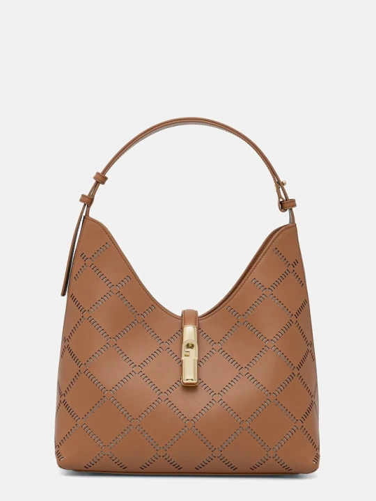 Zdjęcie produktu Furla torebka hobo damska skórzana Goccia M Hobo brązowy