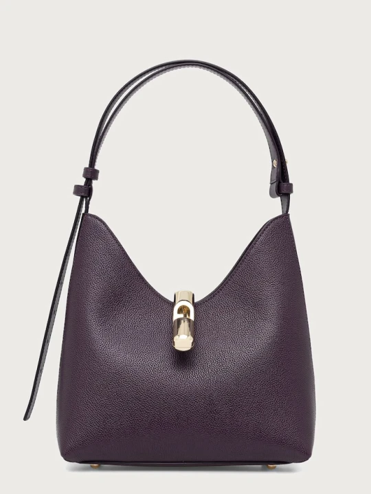 Zdjęcie produktu Furla torebka hobo damska skórzana Goccia S Hobo fioletowy