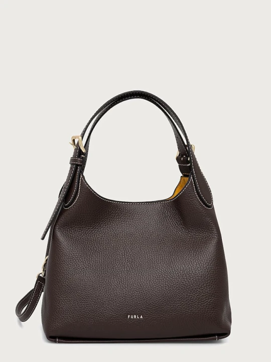 Zdjęcie produktu Furla torebka hobo damska skórzana Primrose M Hobo brązowy