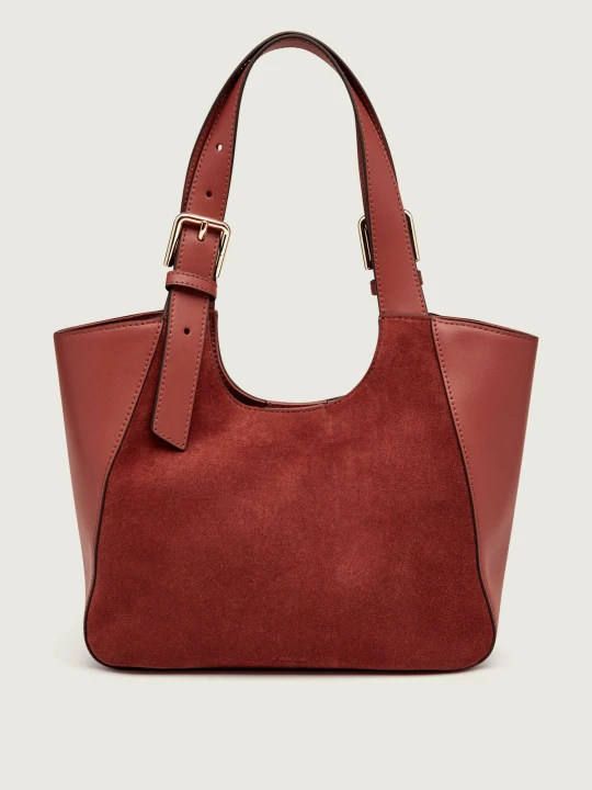 Zdjęcie produktu Furla Torebka na ramię Furla Dora S | zamsz | z dodatkiem skóry malinowy