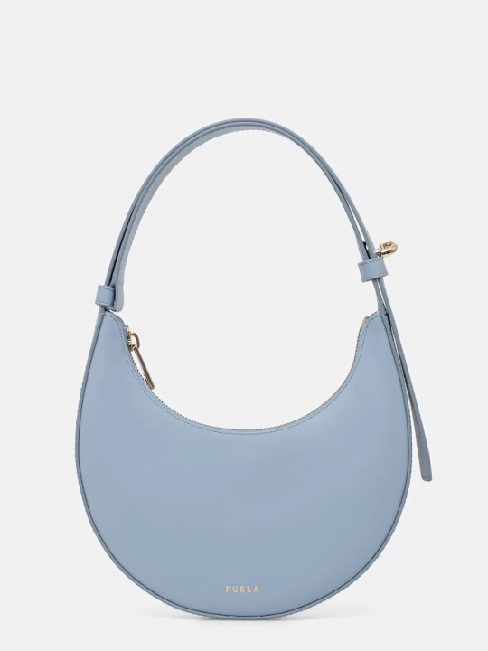 Zdjęcie produktu Furla torebka rogal damska skórzana Deliza Mini Shoulder Bag niebieski