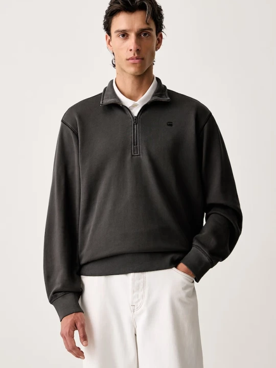 Zdjęcie produktu G-Star bluza męska bawełniana Unit washed half zip szary