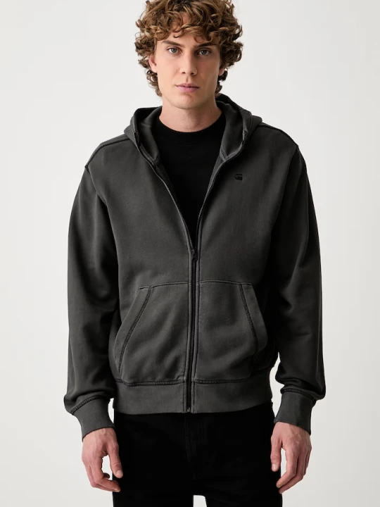 Zdjęcie produktu G-Star bluza rozpinana męska bawełniana Unit washed full zip hdd szary