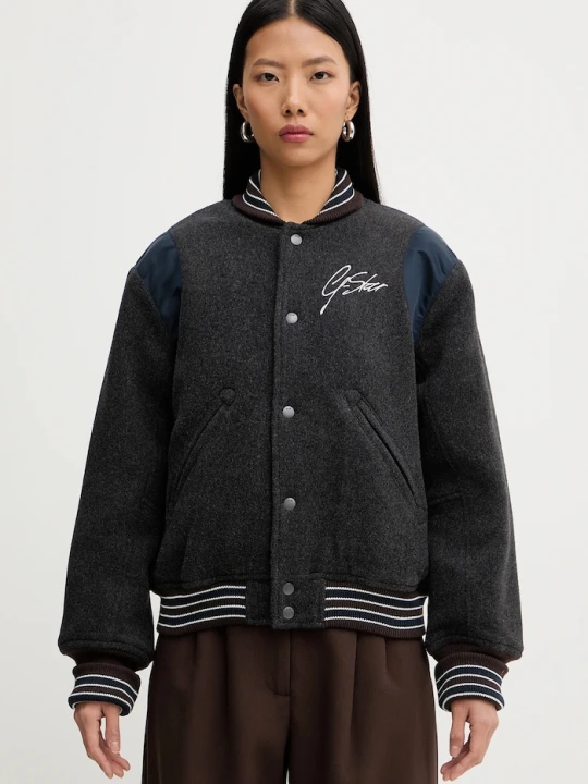 Zdjęcie produktu G-Star kurtka bomber z dodatkiem wełny Cropped Bomber szary