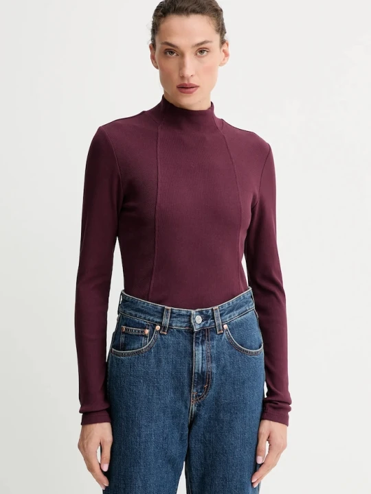 Zdjęcie produktu G-Star longsleeve A line slim rib mock bordowy
