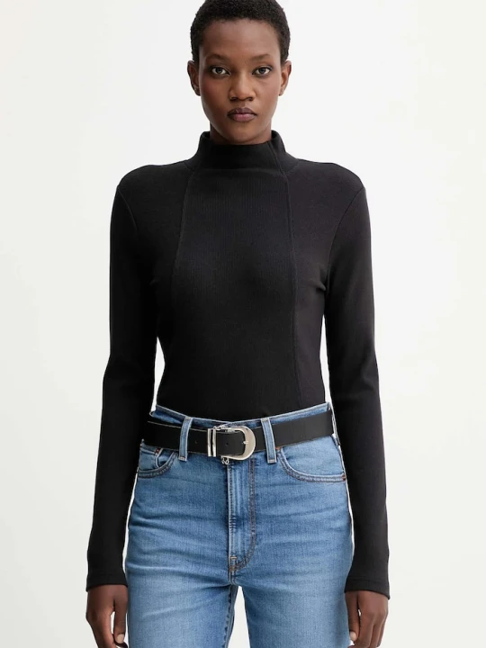 Zdjęcie produktu G-Star longsleeve A line slim rib mock czarny