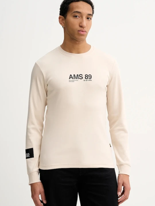 Zdjęcie produktu G-Star longsleeve bawełniany Ams 89 beżowy
