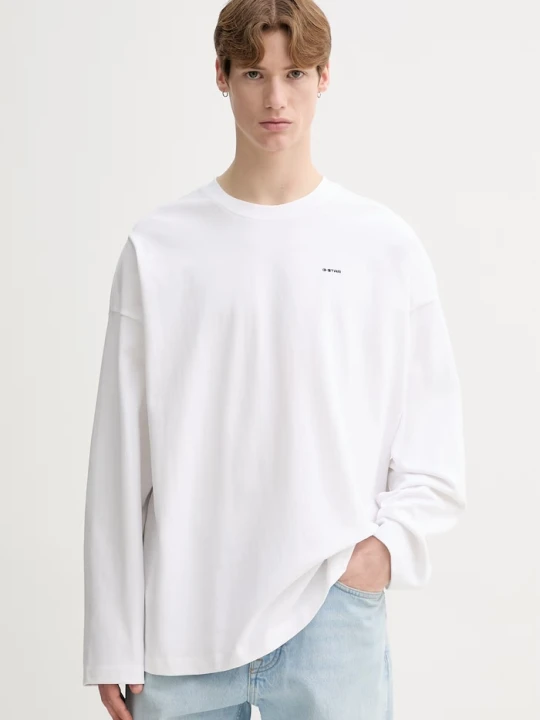 Zdjęcie produktu G-Star longsleeve bawełniany Heavy jersey oversized biały