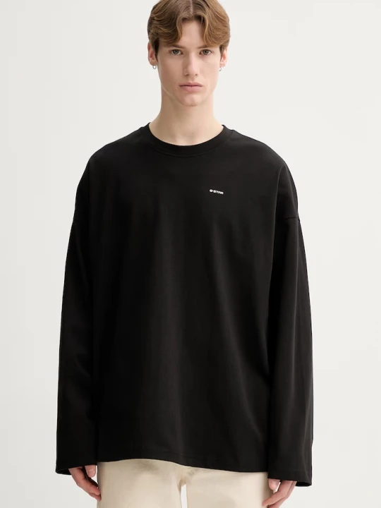 Zdjęcie produktu G-Star longsleeve bawełniany Heavy jersey oversized czarny