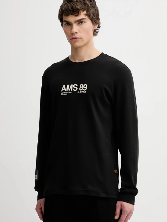 Zdjęcie produktu G-Star longsleeve bawełniany Ams 89 czarny