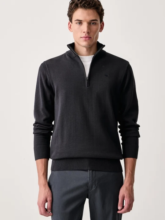 Zdjęcie produktu G-Star półgolf męski z bawełną Core refined half zip granatowy
