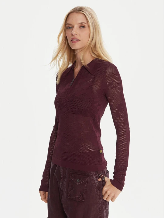 Zdjęcie produktu G-Star Raw Bluzka Pointelle D26657-B754 Bordowy Slim Fit