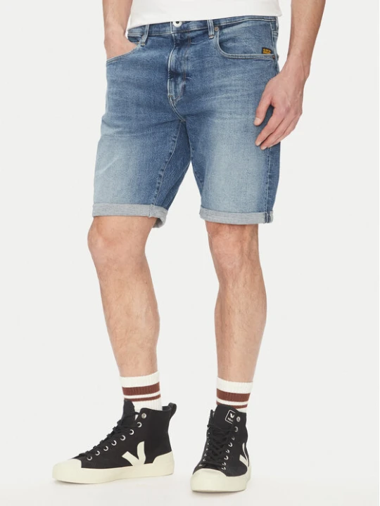 Zdjęcie produktu G-Star Raw Szorty jeansowe 3301 D10481 D634 H096 Niebieski Slim Fit