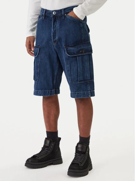 Zdjęcie produktu G-Star Raw Szorty jeansowe Bend 3D Cargo D26528-D788 Granatowy Relaxed Fit