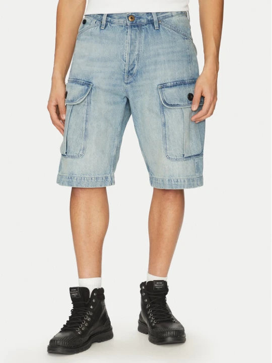 Zdjęcie produktu G-Star Raw Szorty jeansowe Bend 3D Cargo D26528-D788 H119 Błękitny Relaxed Fit Niebieski jasny