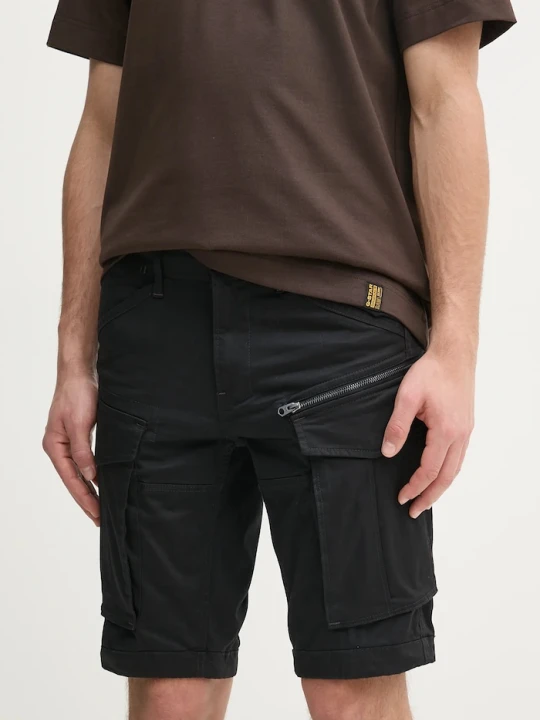 Zdjęcie produktu G-Star szorty cargo męskie bawełniane z elastanem Rovic zip regular czarny