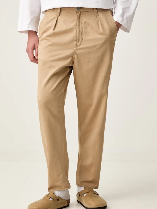 Zdjęcie produktu G-Star spodnie chinos męskie z bawełną Pleated Chino Relaxed Tapered beżowy