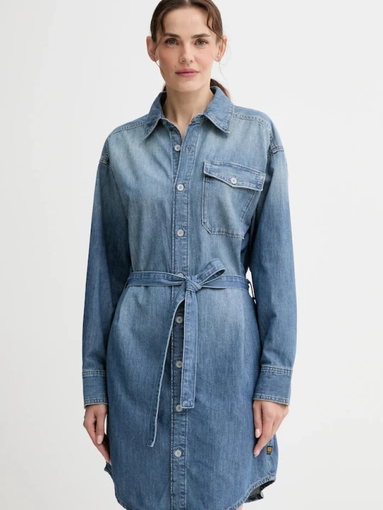 Zdjęcie produktu G-Star sukienka jeansowa Belted niebieski