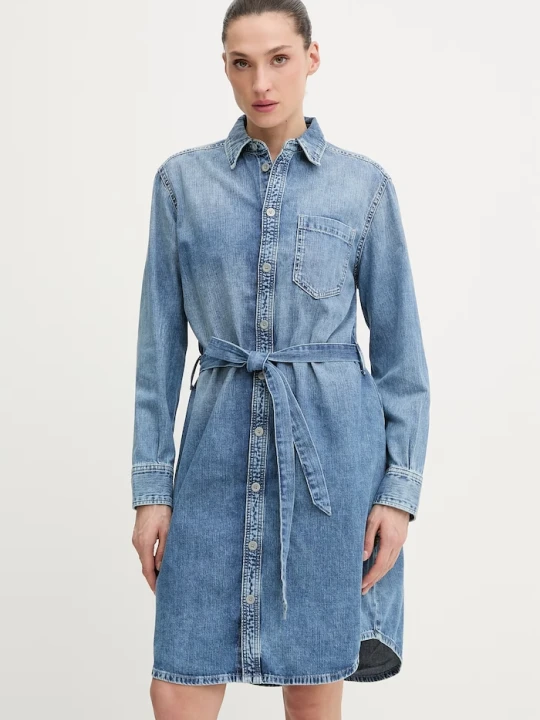 Zdjęcie produktu G-Star sukienka koszulowa jeansowa Shirt Belt niebieski