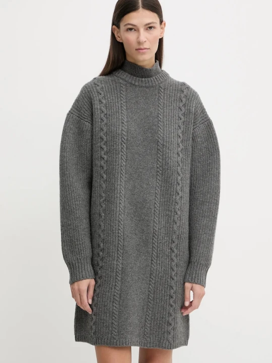 Zdjęcie produktu G-Star sukienka wełniana Cable loose knit szary