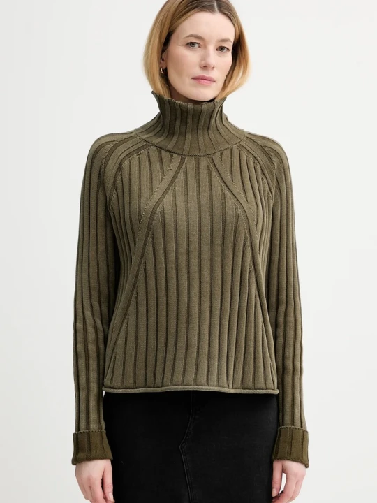 Zdjęcie produktu G-Star sweter bawełniany Washed loose turtle zielony