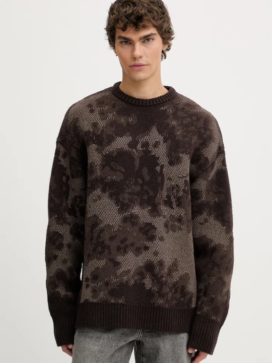 Zdjęcie produktu G-Star sweter z dodatkiem wełny Loose jacquard brązowy