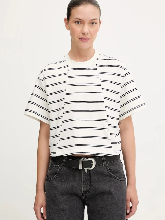 Zdjęcie produktu G-Star t-shirt bawełniany A line stripe boxy beżowy