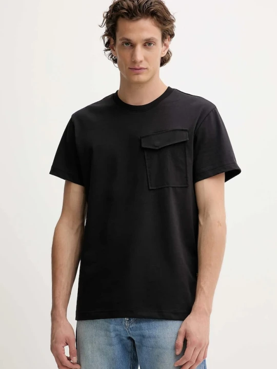 Zdjęcie produktu G-Star t-shirt bawełniany Fabric mix pkt czarny