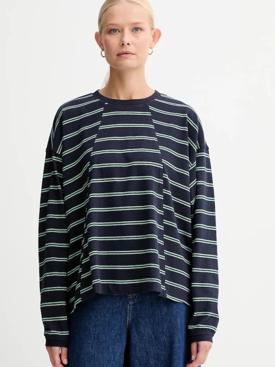 Zdjęcie produktu G-Star t-shirt bawełniany A line stripe oversized granatowy