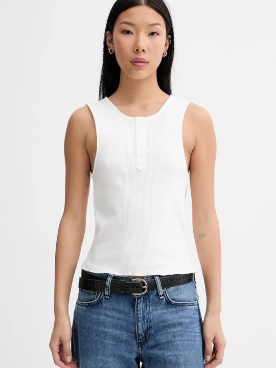 Zdjęcie produktu G-Star top damski bawełniany z elastanem Slim henley tank beżowy